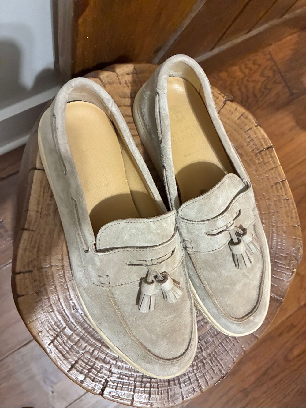 BRUNELLO CUCINELLI Men’s Hybrid Suede Loafers Beige 42 / 9 US Made In Italy - Picture 3 of 11